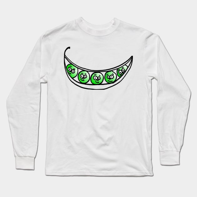 Happy, Healthy Peas in a Pod Doodle Long Sleeve T-Shirt by 1Redbublppasswo